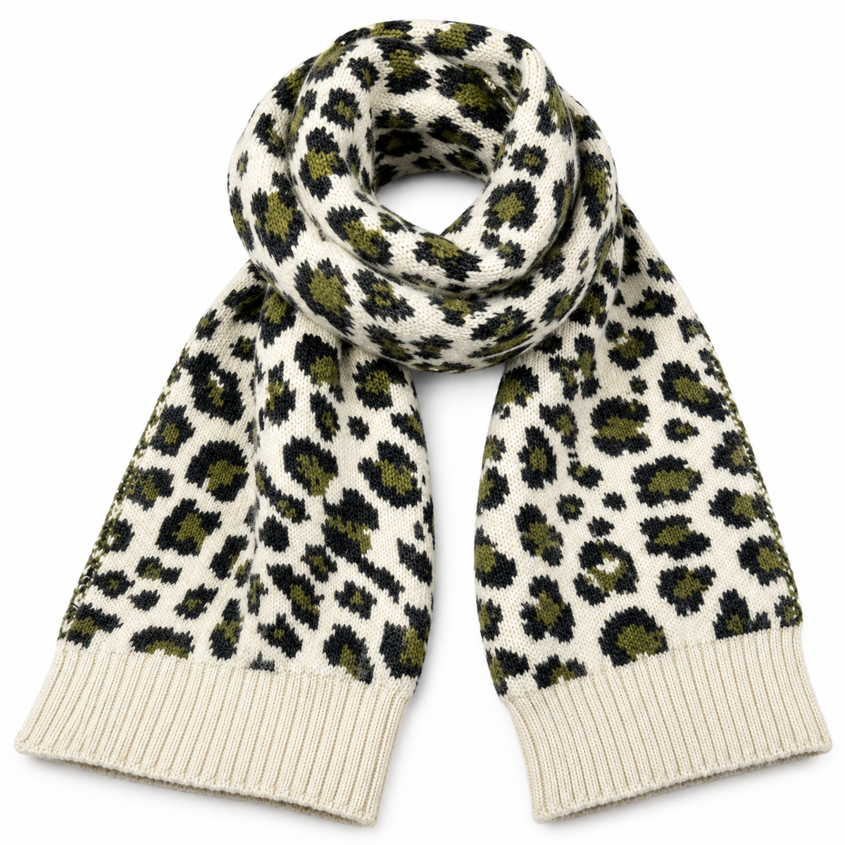 Echarpe en laine et angora Léopard - Natural - Mackie