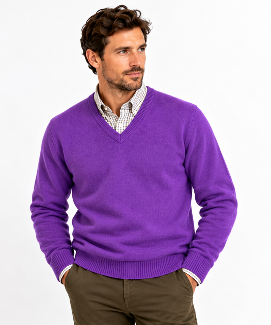 Pull en lambswool col V Homme - Regalia - William Lockie