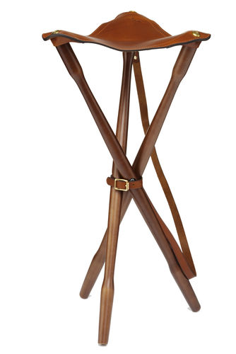 Trépied teak et cuir