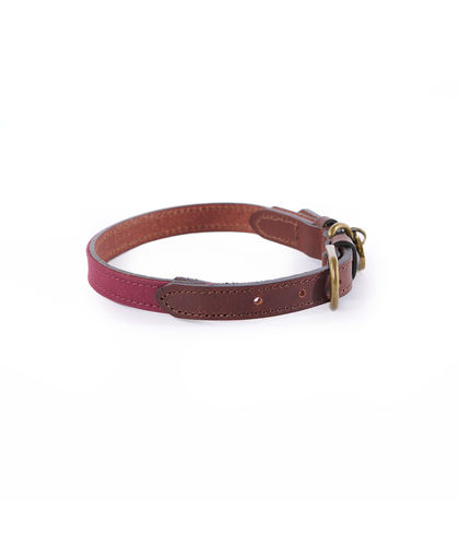 Collier chien de chasse coton/cuir rouge