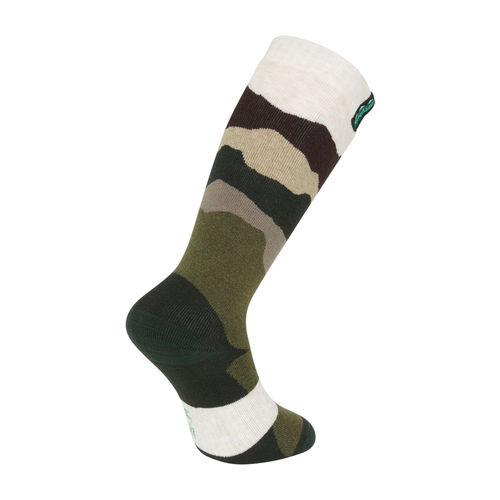 Chaussettes hautes laine mérinos olive stripe