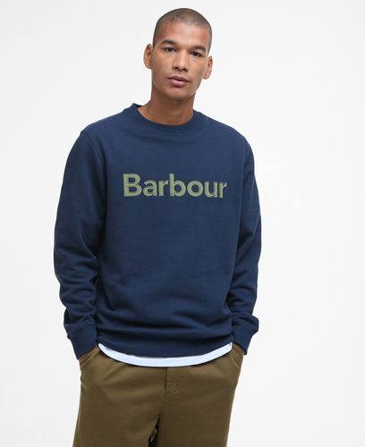 Crew neck pique sweatshirt with appliqué navy