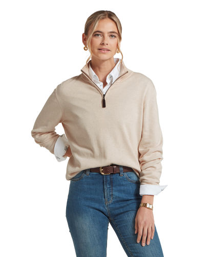 Pull Polperro femme 1/4 zip coton prima 2 coloris