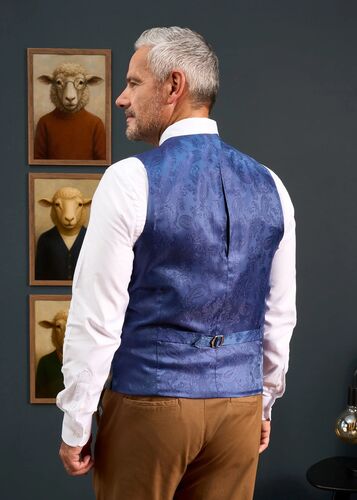 Gilet Surrey dos satin blue check