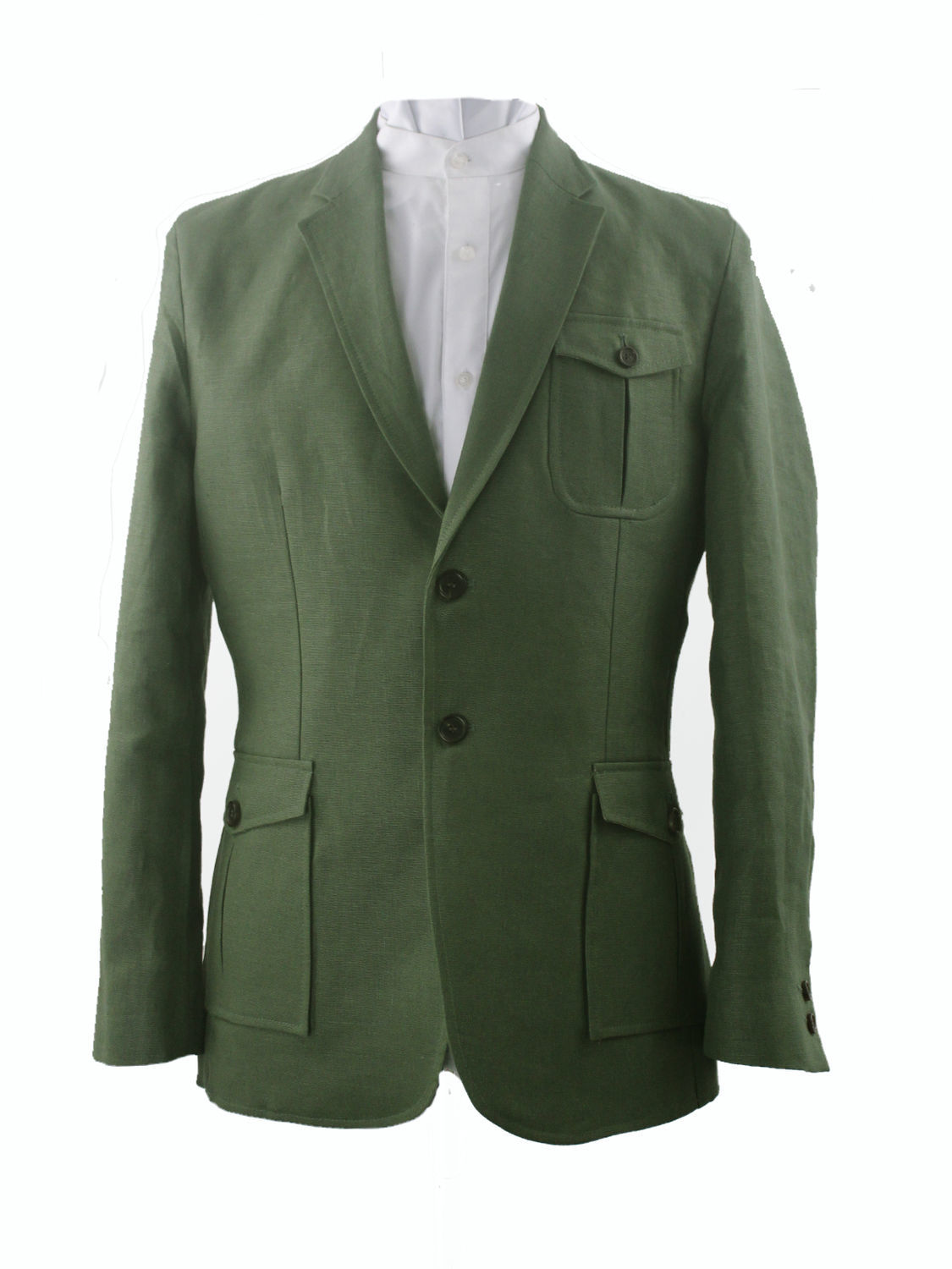 Veste 2 boutons en lin olive