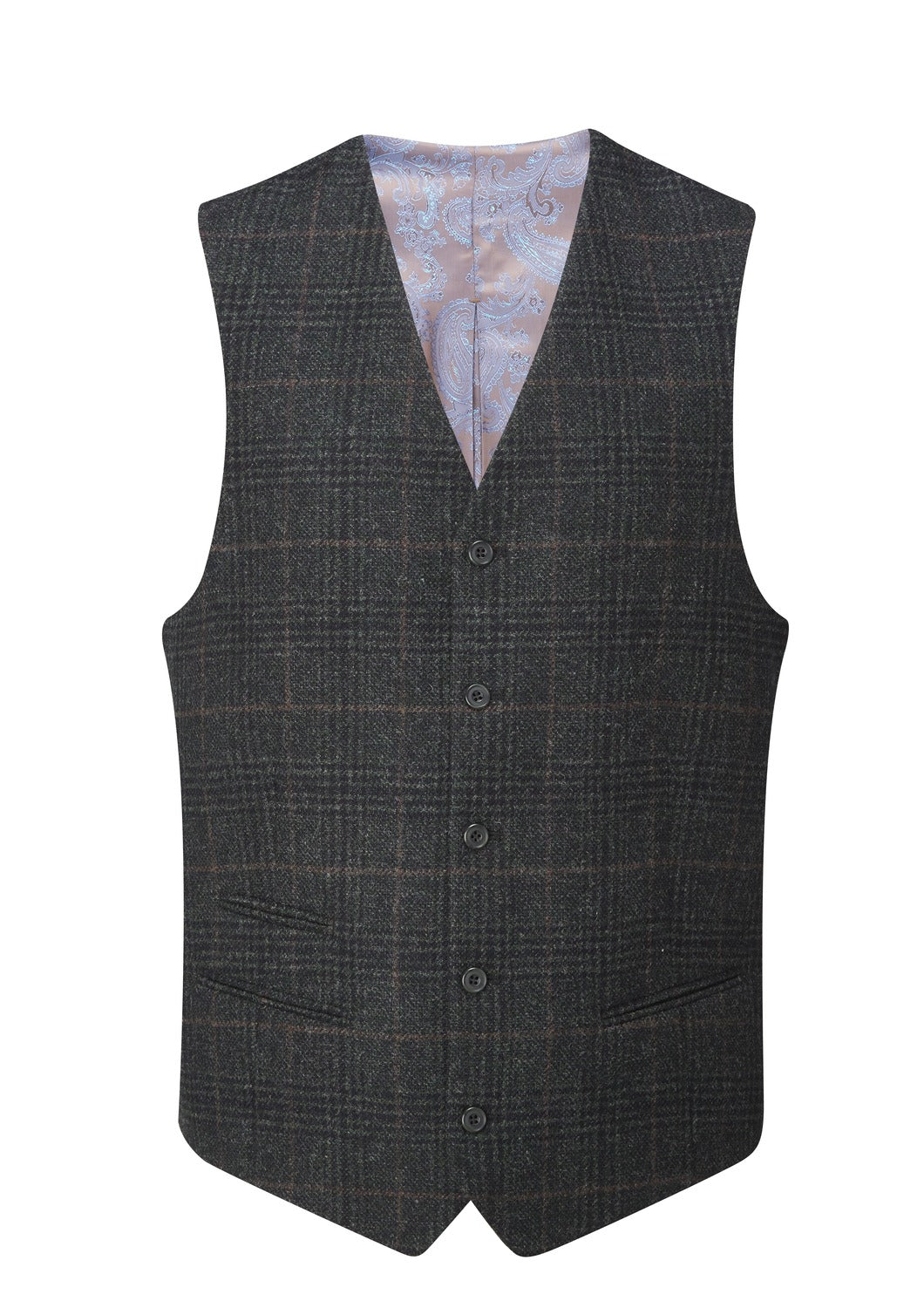 Gilet Surrey dos satin green check