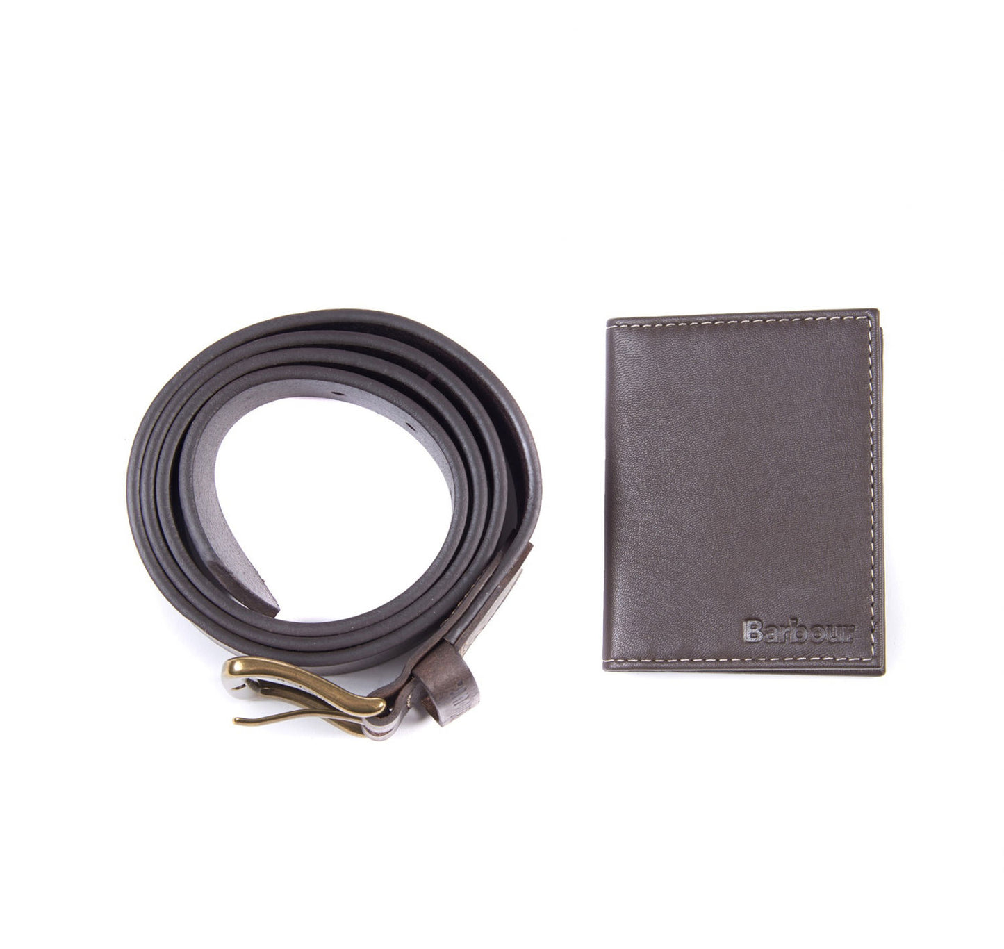 Coffret ceinture et portefeuille en cuir