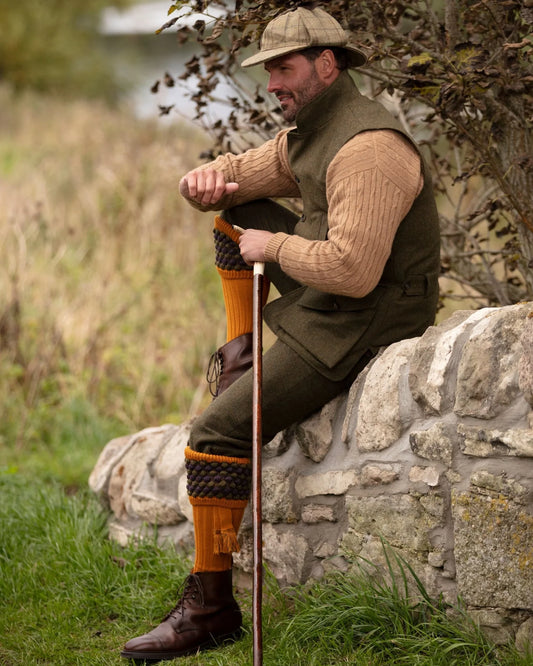 Chaussettes ANGUS ochre + garters