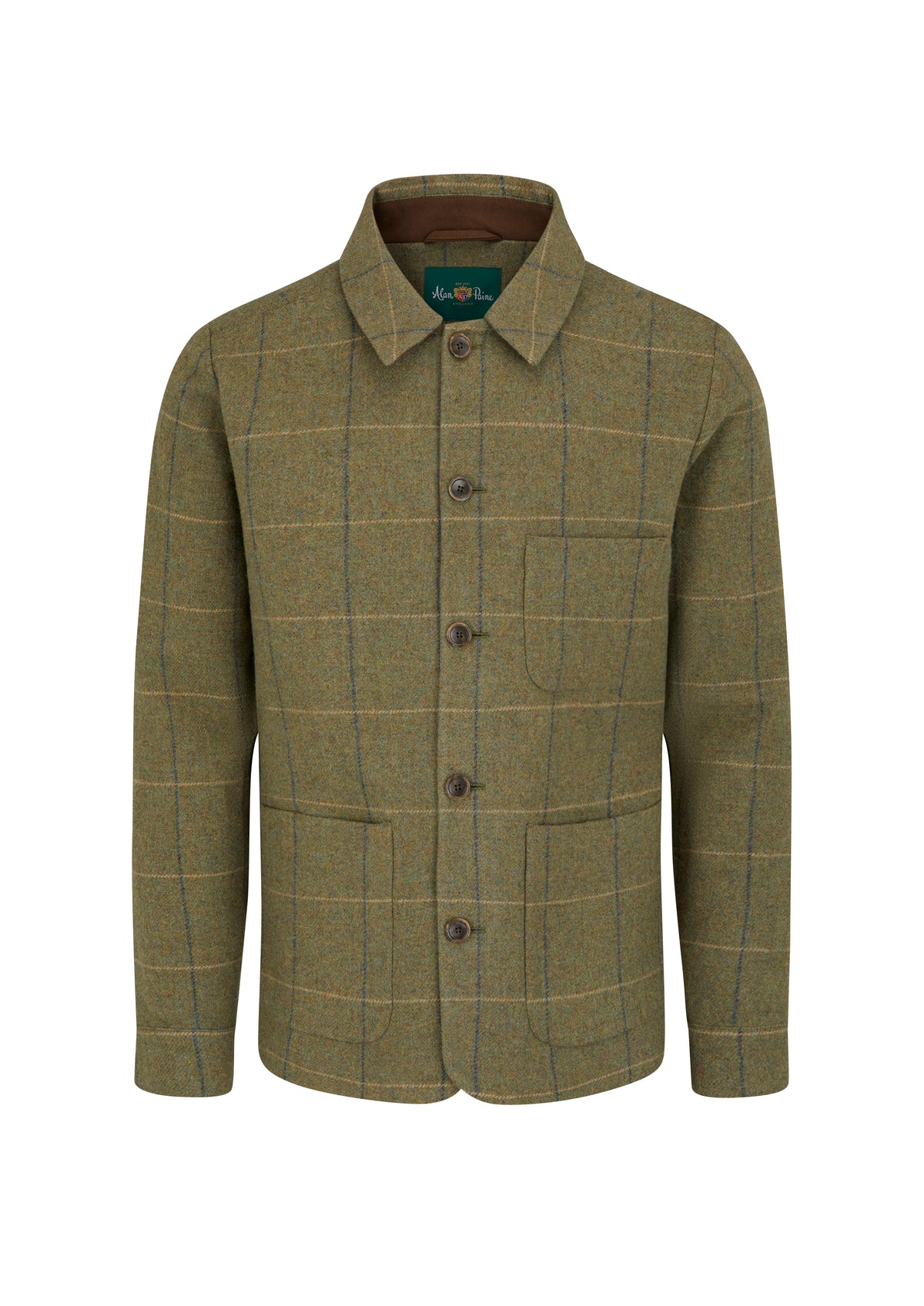 veste chemise homme tweed lovat blue alan paine