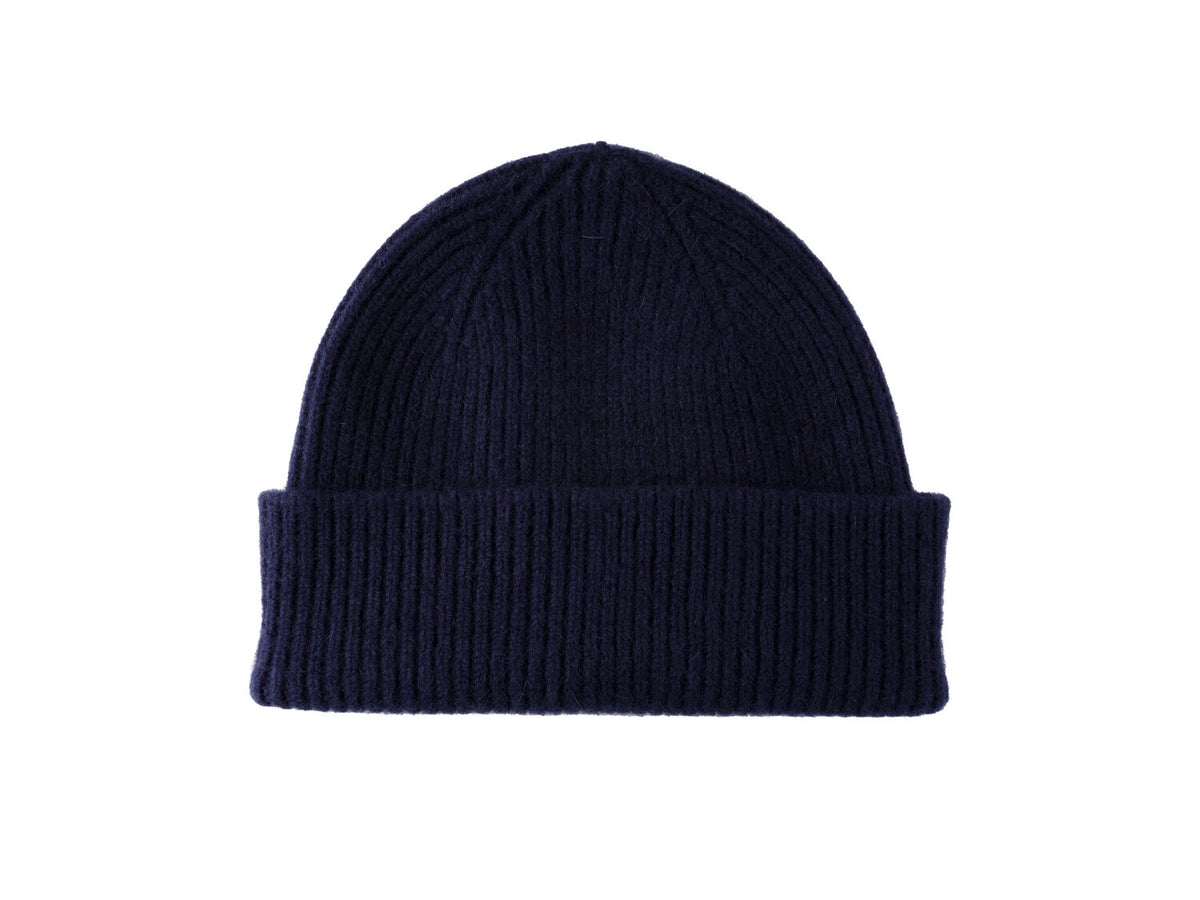 Bonnet en laine et angora mixte Barra Navy Mackie
