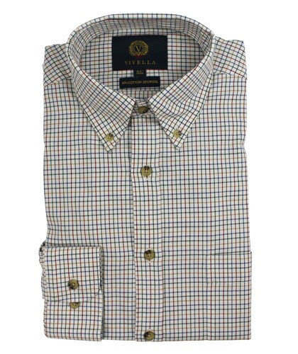 Chemise en coton laine mini tattersall Plum Viyella