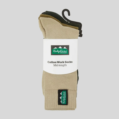 Pack chaussettes mi-mollet en coton - Olive multi - Ridgeline of New Zealand