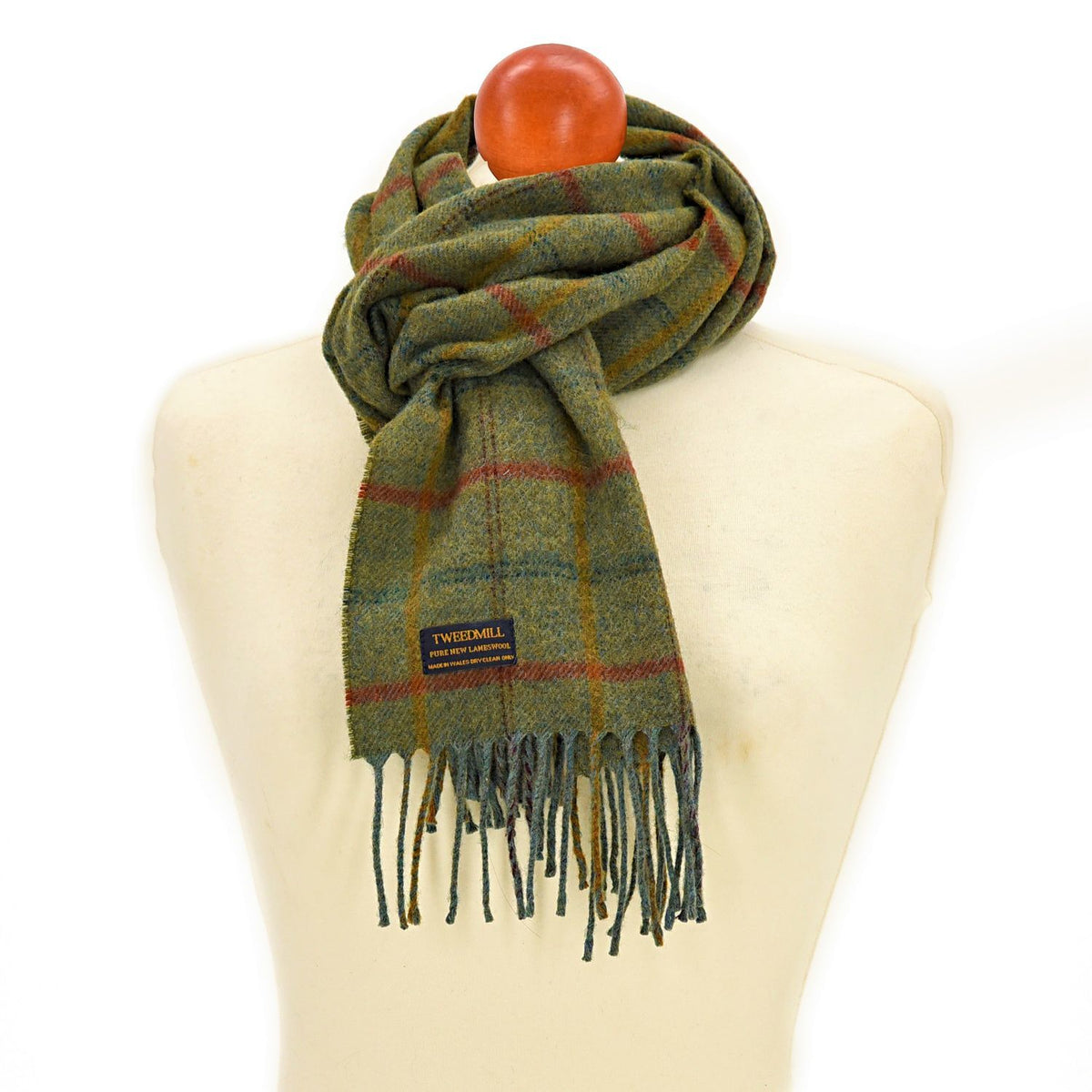 Echarpe en lambswool Country check Sage Tweedmill