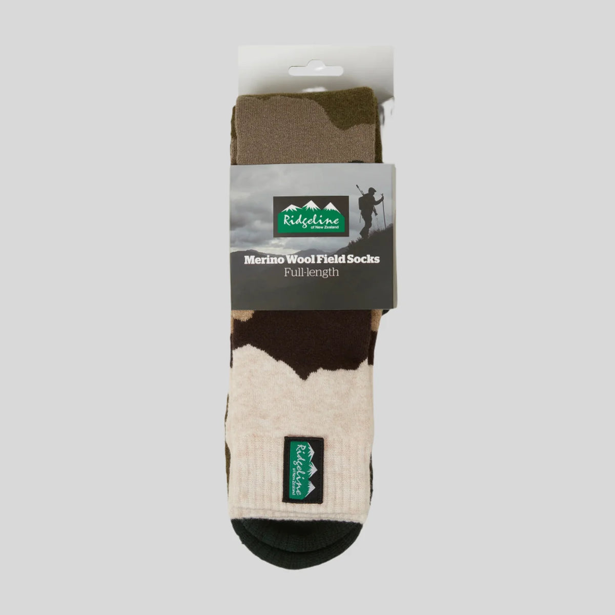 Chaussettes hautes en laine mérinos - Olive stripe - Ridgeline of New Zealand