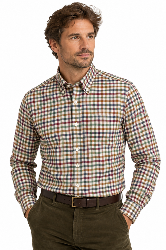 Chemise tattersall en coton Homme Mirfield - A2601B - Alan Paine