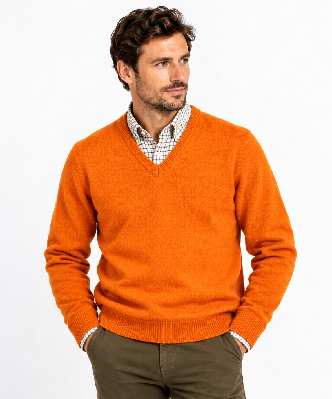 Pull en lambswool col V Homme - Oxyde - William Lockie