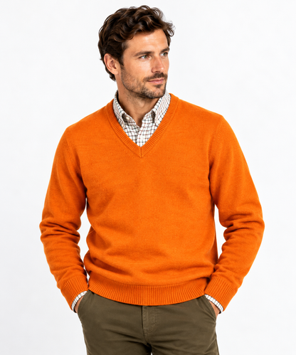 Pull en lambswool col V Homme - Oxyde - William Lockie