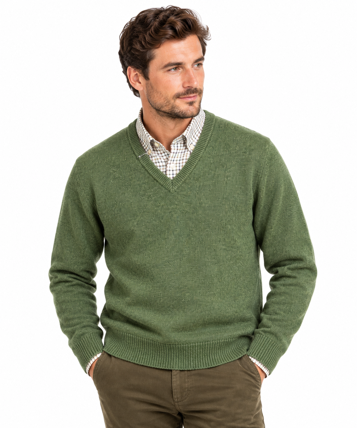 Pull en lambswool col V Homme - Rosemary - William Lockie