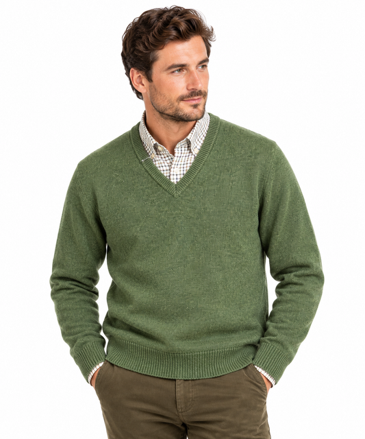 Pull en lambswool col V Homme - Rosemary - William Lockie