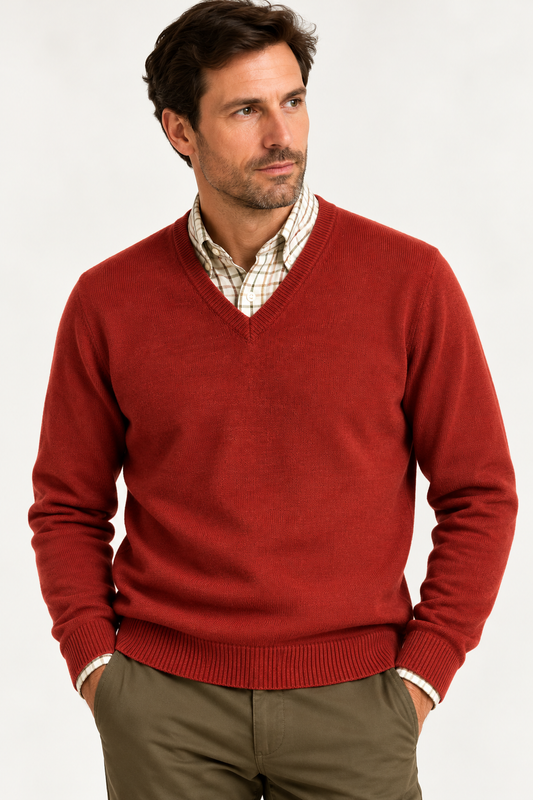 Pull en lambswool col V Homme - Sienna - William Lockie