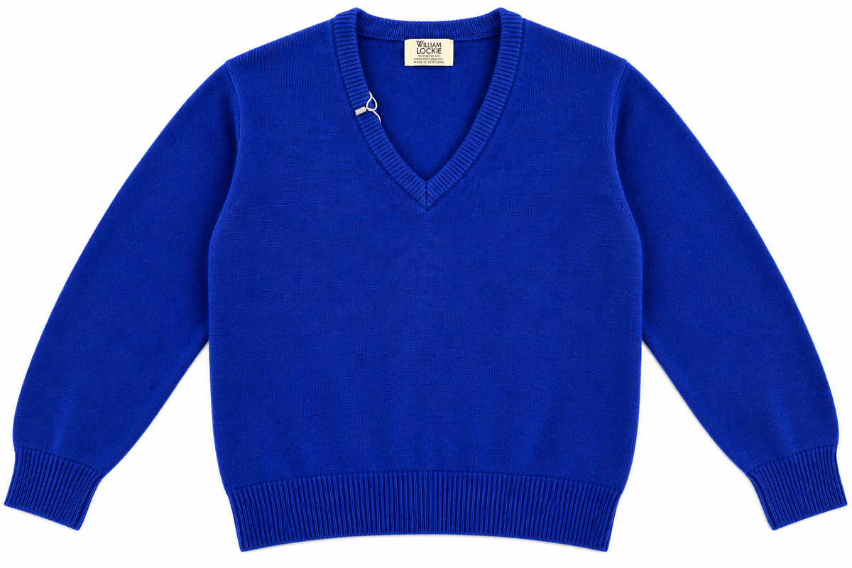 Pull en lambswool col V Homme - Dk cobalt - William Lockie