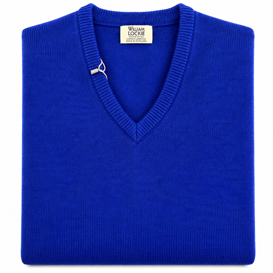 Pull en lambswool col V Homme - Dk cobalt - William Lockie