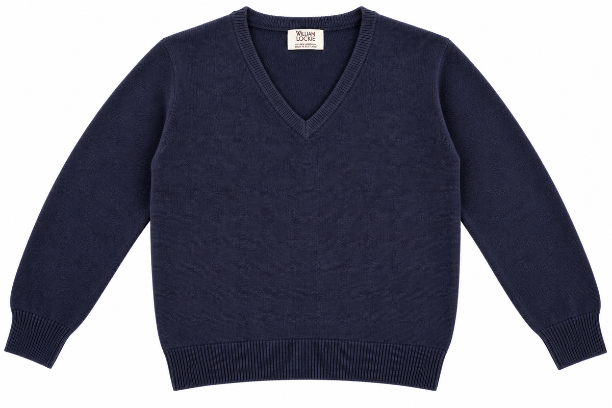 Pull en lambswool col V Homme - Navy - William Lockie