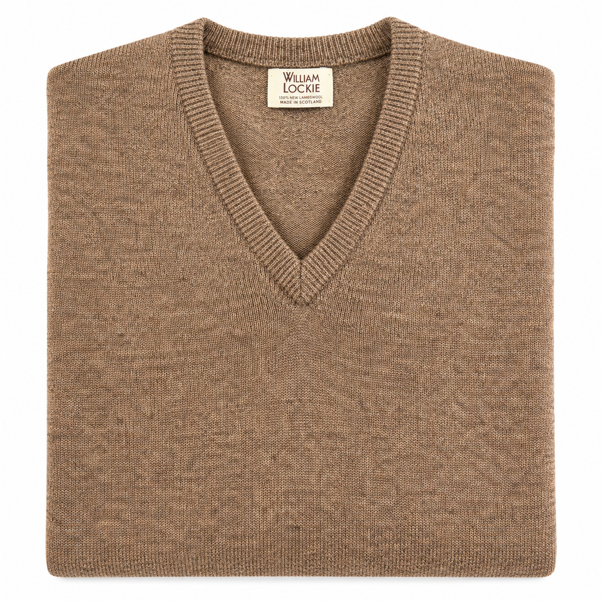 Pull en lambswool col V Homme - Tobacco - William Lockie