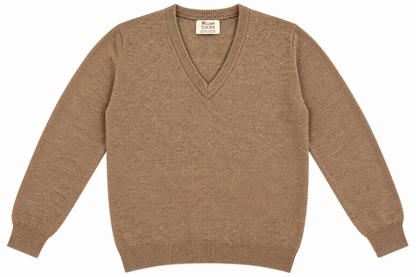Pull en lambswool col V Homme - Tobacco - William Lockie