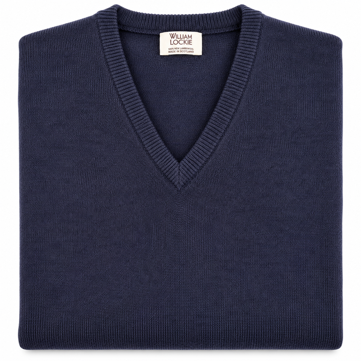 Pull en lambswool col V Homme - Navy - William Lockie