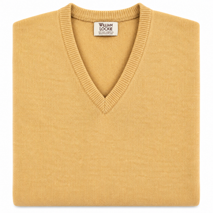 Pull en lambswool col V Homme - Harvest Gold - William Lockie