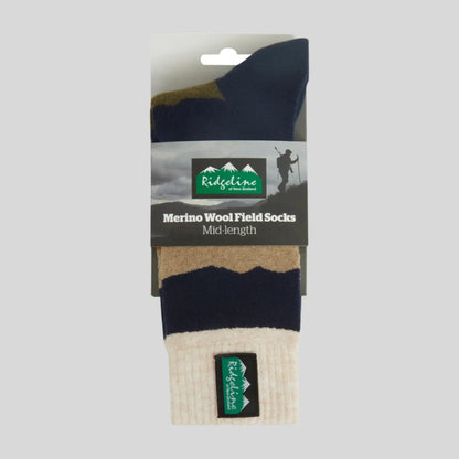 Chaussettes mi-mollet mixtes en laine mérinos - Navy stripe - Ridgeline of New Zealand
