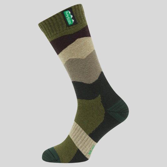 Chaussettes mi-mollet mixtes en laine mérinos Olive stripe Ridgeline of New Zealand