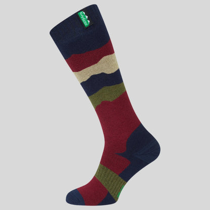 Chaussettes hautes mixtes en laine mérinos Navy stripe Ridgeline of New Zealand