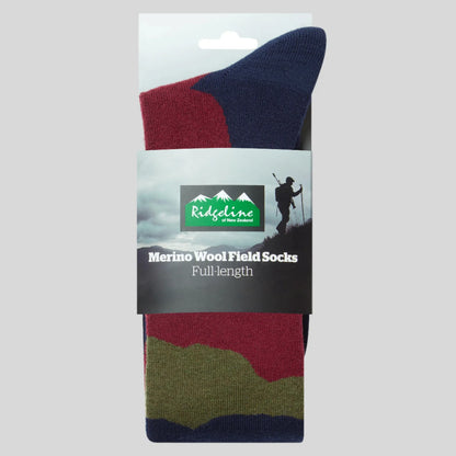 Chaussettes hautes mixtes en laine mérinos - Navy stripe - Ridgeline of New Zealand