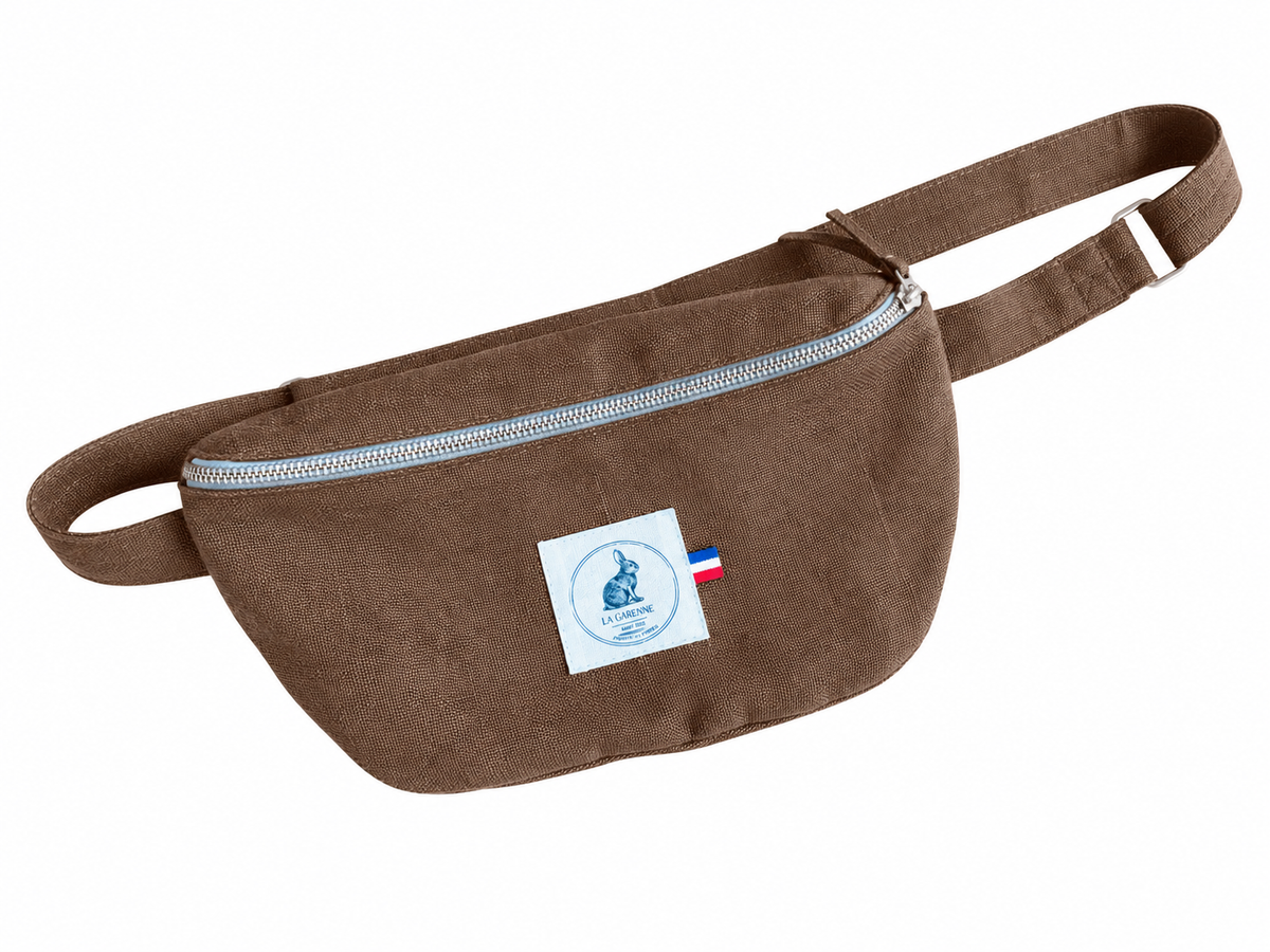 sac banane hiver en lin enduit marron la garenne