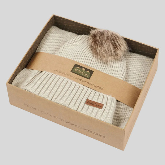 Coffret bonnet à pompom et écharpe Baltic - Sand - Ridgeline of New Zealand