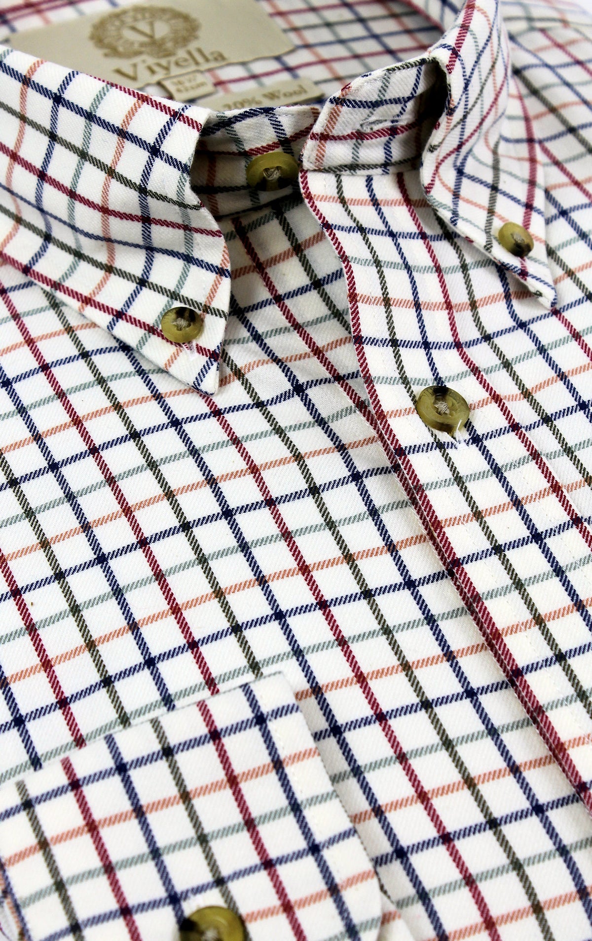 Chemise coton laine tattersall moyen Homme - Plum - Viyella
