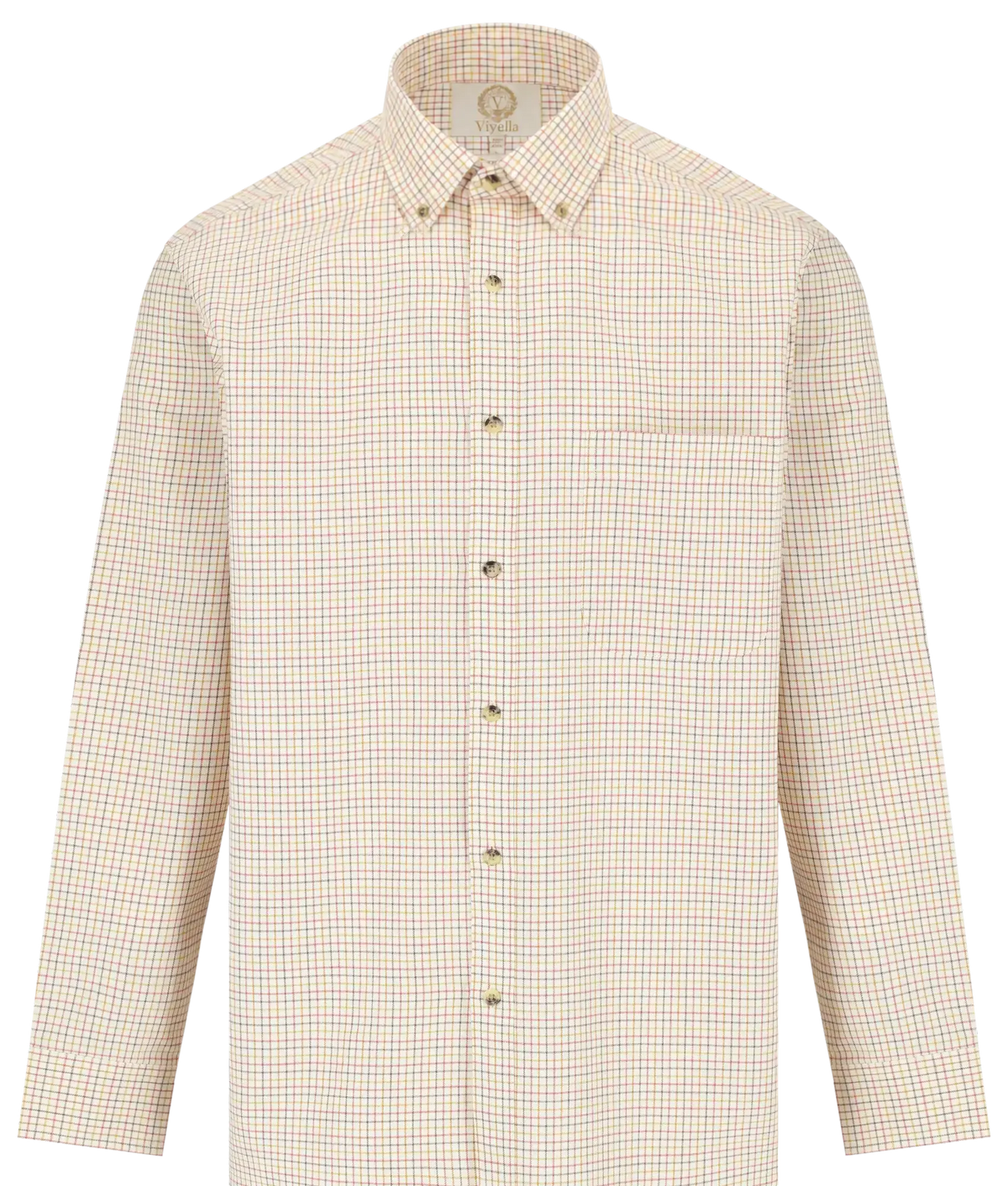 Chemise coton laine tattersall mini check Homme - Whisky - Viyella