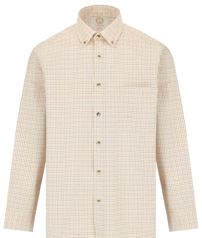 Chemise coton laine tattersall mini check Homme - Whisky - Viyella