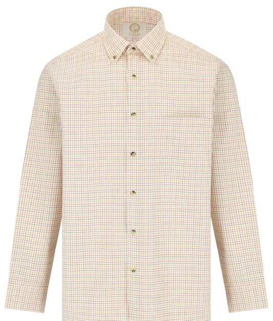 Chemise coton laine tattersall mini check Homme - Whisky - Viyella