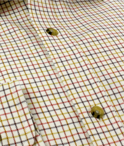 Chemise coton laine tattersall mini check Homme - Whisky - Viyella