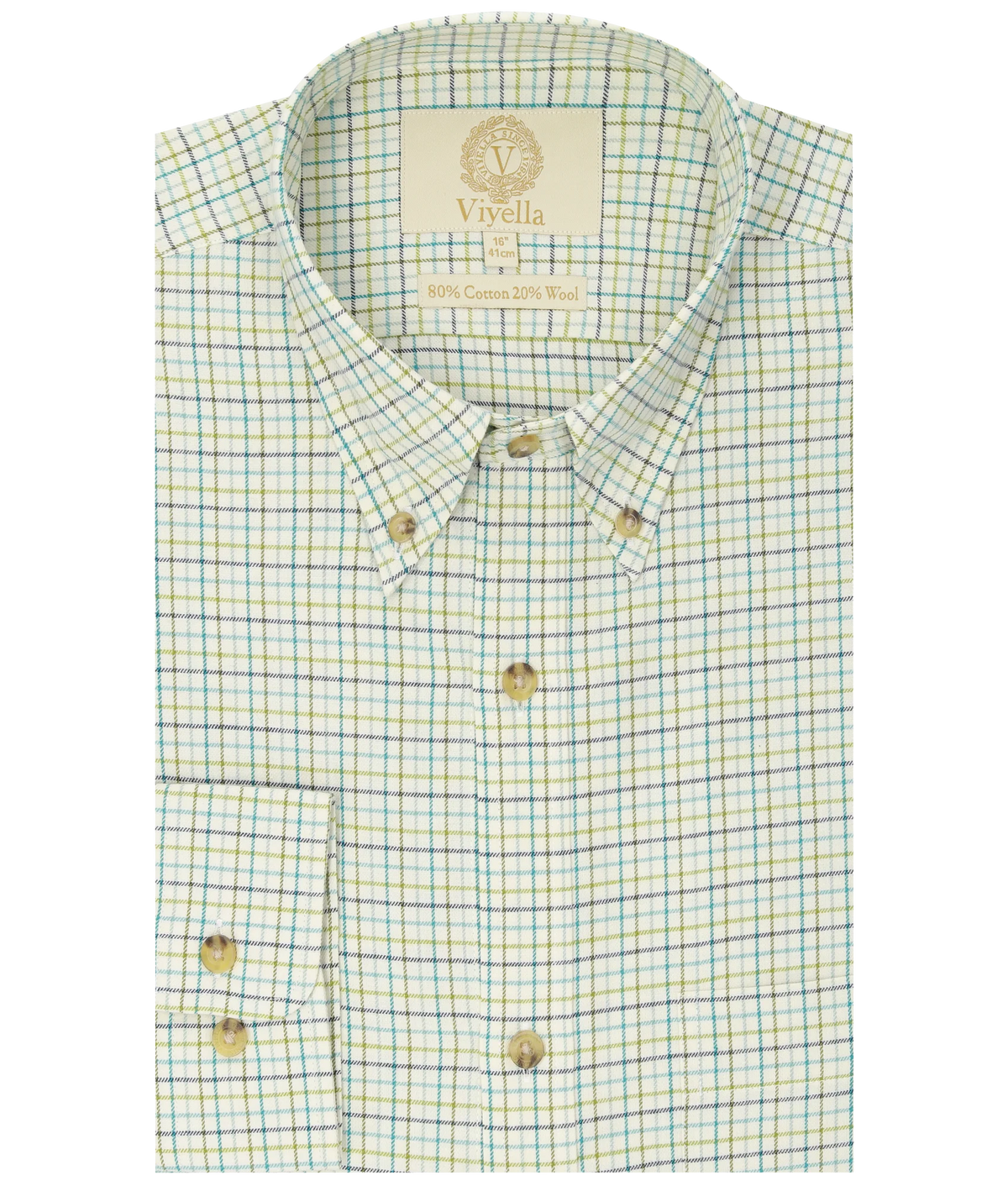 Chemise coton laine tattersall mini Homme - Spruce - Viyella