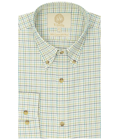 Chemise coton laine tattersall mini Homme - Spruce - Viyella