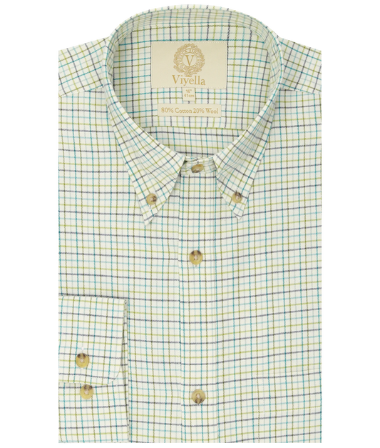 Chemise coton laine tattersall mini Homme - Spruce - Viyella