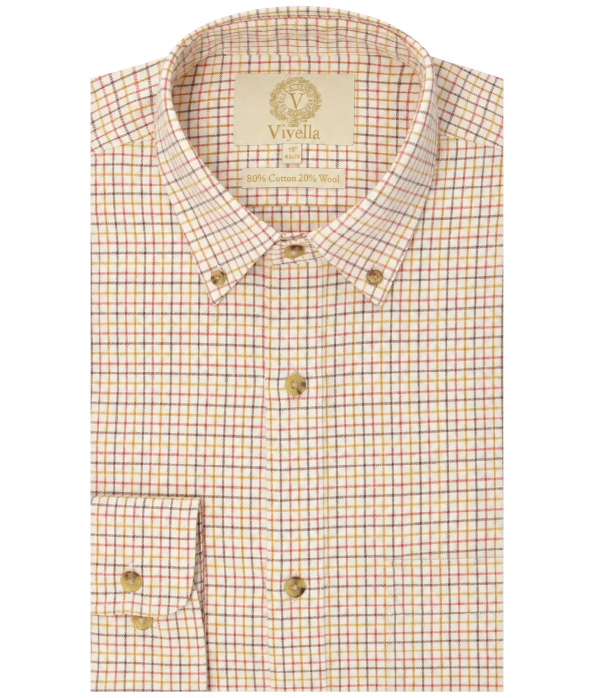 Chemise coton laine tattersall mini check Homme Whisky Viyella
