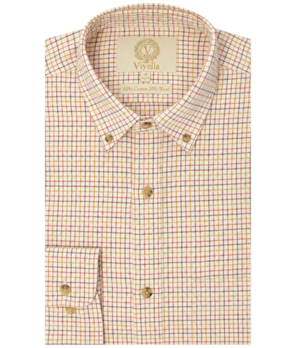 Chemise coton laine tattersall mini check Homme Whisky Viyella