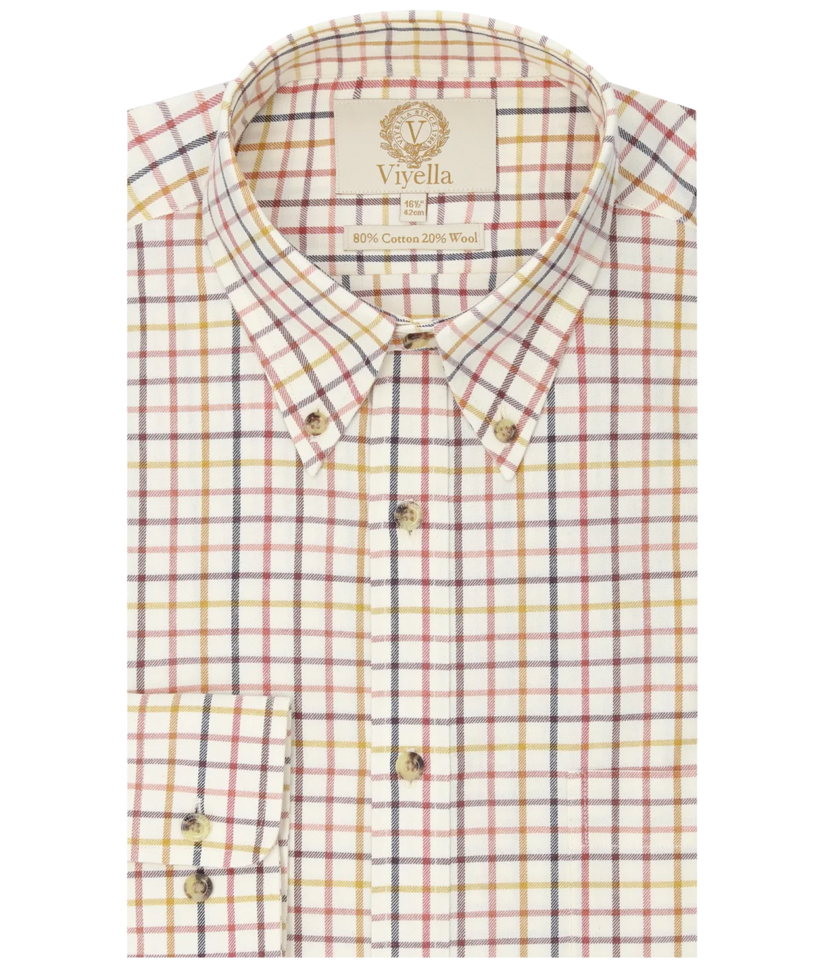 Chemise coton laine tattersall Homme Colonel Mustard Viyella