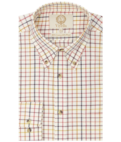 Chemise coton laine tattersall Homme Colonel Mustard Viyella