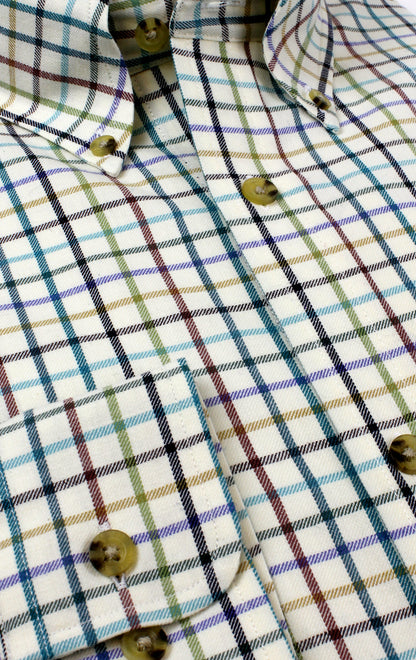 Chemise coton laine tattersall classic Homme - Reverend green - Viyella
